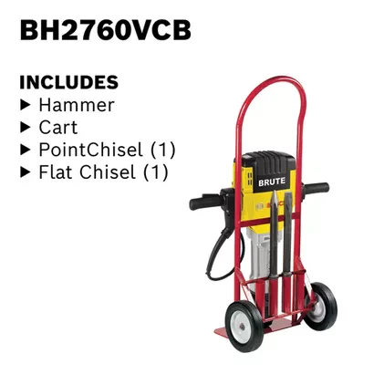 BOSCH BH2760VCB, Brute™ Breaker Hammer Basic Kit w/ Basic Cart, Flat Chisel & Moil Point - Image 7