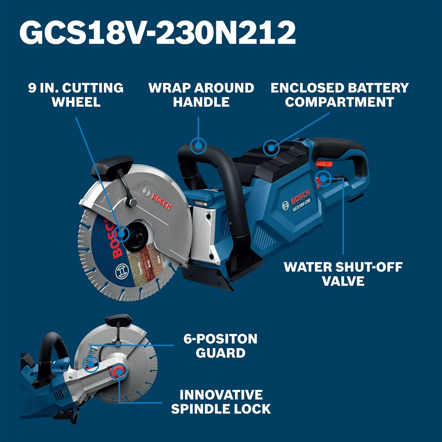 BOSCH GCS18V-230N212, 18V Brushless 9 In. Cutoff Saw Kit with (2) CORE18V® 12 Ah Batteries - Image 2