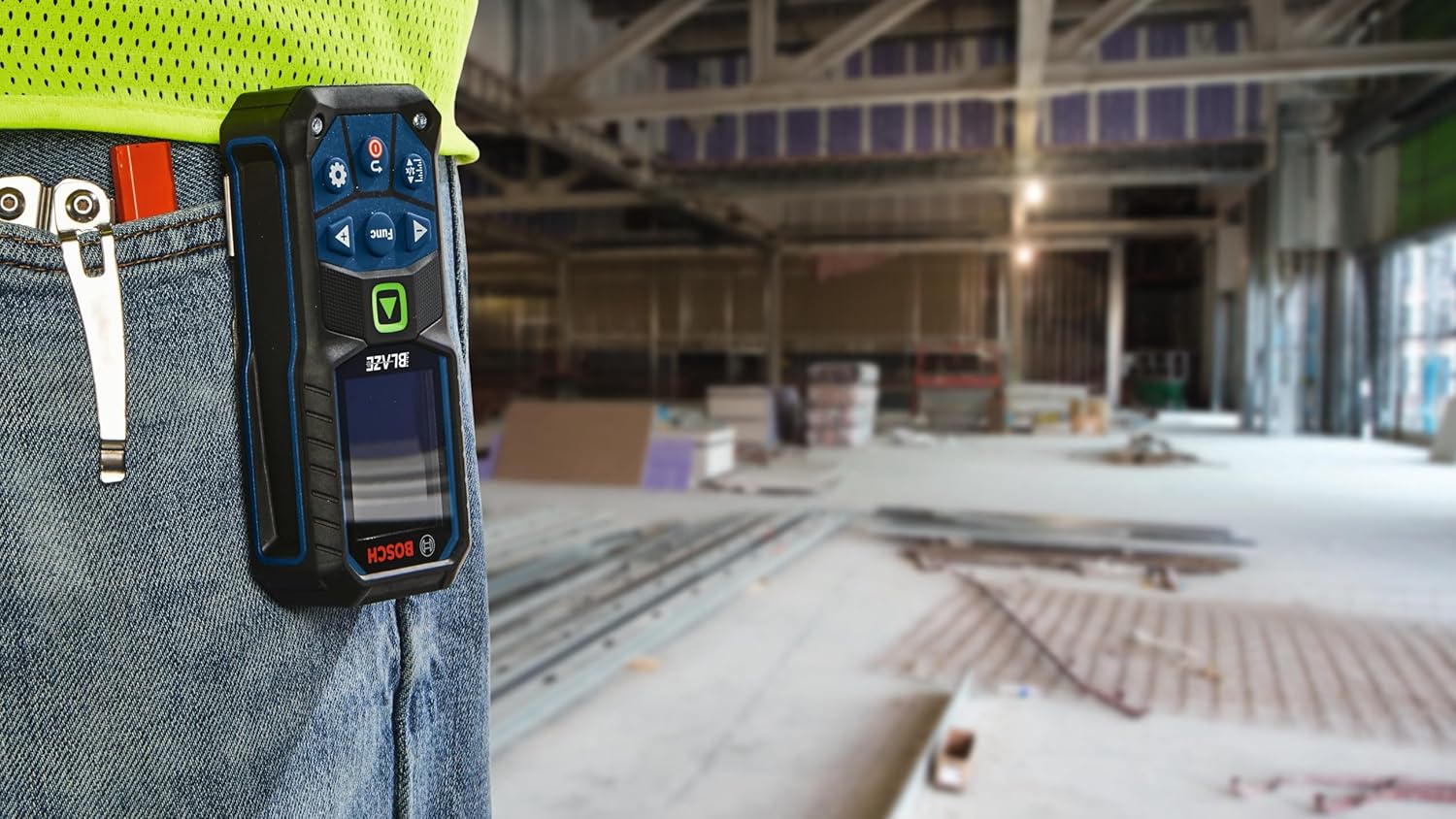 BOSCH GLM165-25G,  BLAZE 165 ft. Green Laser Distance Tape Measuring Tool with Color Screen and Measurement Rounding Functionality - Image 3