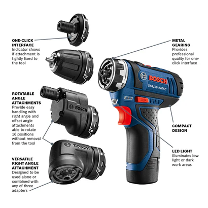 BOSCH GSR12V-140FCB22, 12V Max FlexiClick 5-in-1 Drill Driver Kit w/ (2) 2.0 Ah Batteries - Image 2