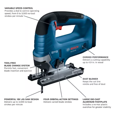 BOSCH GST18V-50N, 18V Brushless Top-Handle Jig Saw (Bare Tool) - Image 2