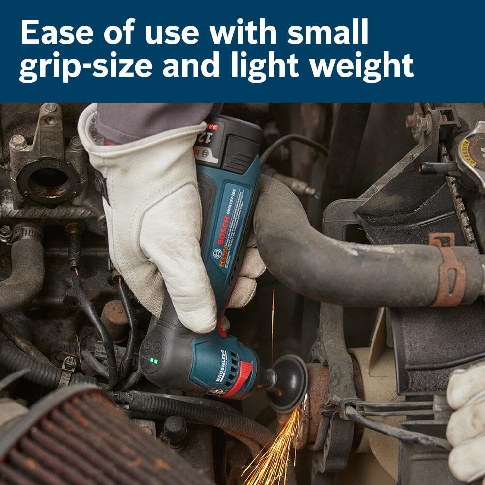 Bosch GWG12V-20SB23, 1/4" Right Angle Die Grinder Kit with 2x 3Ah Batteries - Image 3