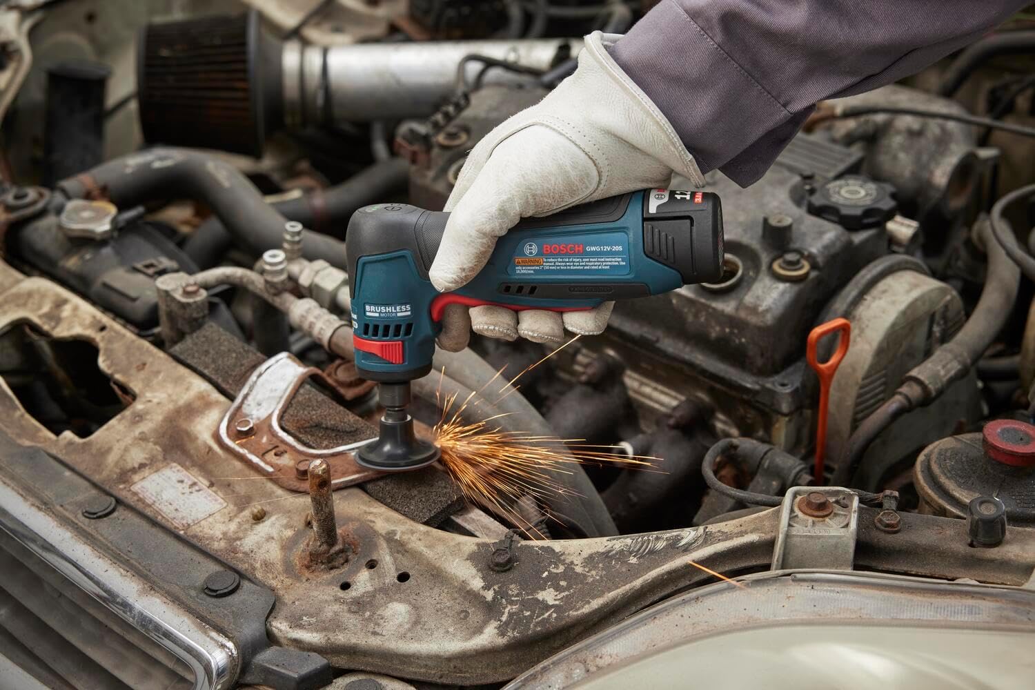 Bosch GWG12V-20SB23, 1/4" Right Angle Die Grinder Kit with 2x 3Ah Batteries - Image 5