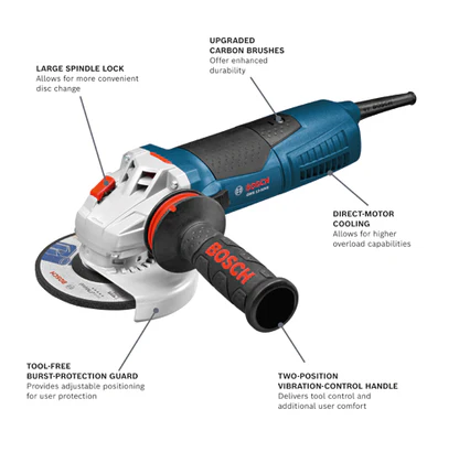 BOSCH GWS13-50VS, 5" Variable Speed Angle Grinder - 13 Amp w/ Lock-on Slide Switch - Image 2