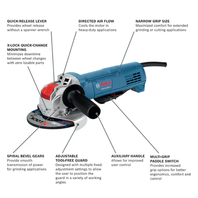 BOSCH GWX10-45PE, 4-1/2"  X-LOCK Angle Grinder - 10 Amp w/ Paddle Switch - Image 2