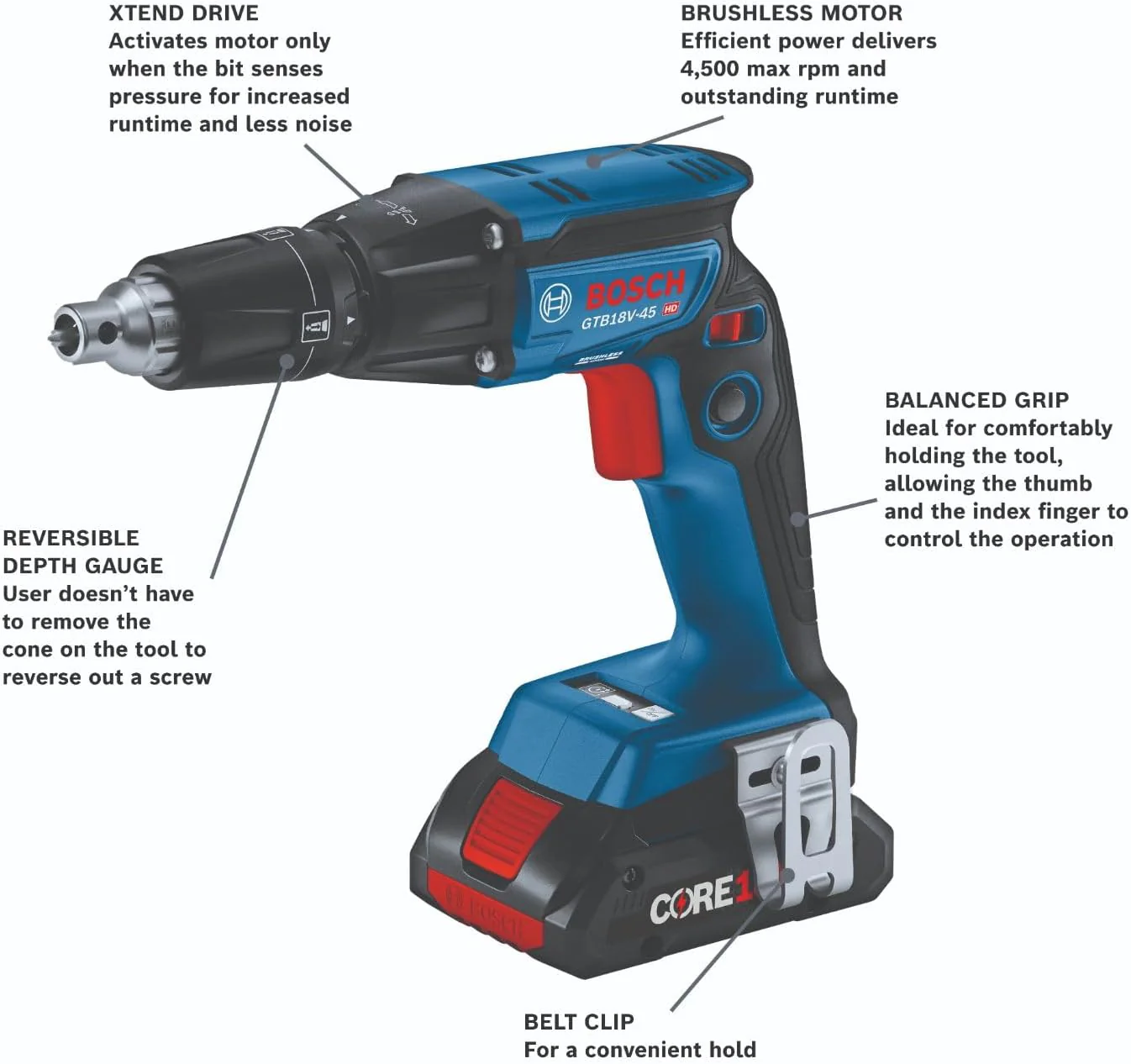 BOSCH GXL18V-291B25, 18V 2-Tool Combo Kit with Brushless Screwgun, Brushless Cut-Out Tool and (2) CORE18V® 4 Ah Advanced Power Batteries - Image 4