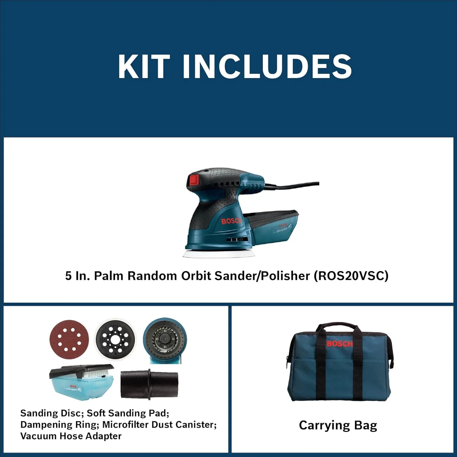 BOSCH ROS20VSC, 2.5A 5” Var. Speed Random Orbit Sander - Image 3