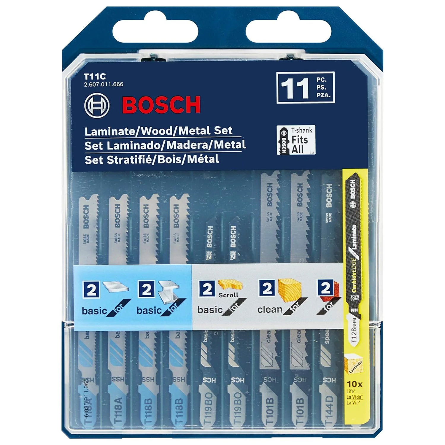 BOSCH T11C, 11 pc. Laminate/Wood/Metal T-Shank Jig Saw Blade Set - Image 2