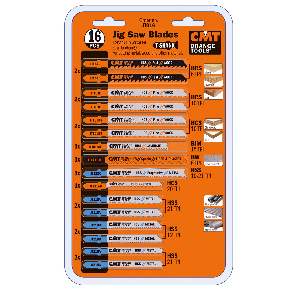 CMT JT016, Jig Saw Blade 16 piece Assortment - Image 2