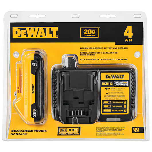 DEWALT DCB240C, 20V MAX LI-ION COMPACT BATTERY (4.0 AH) W/ CHARGER - Image 2