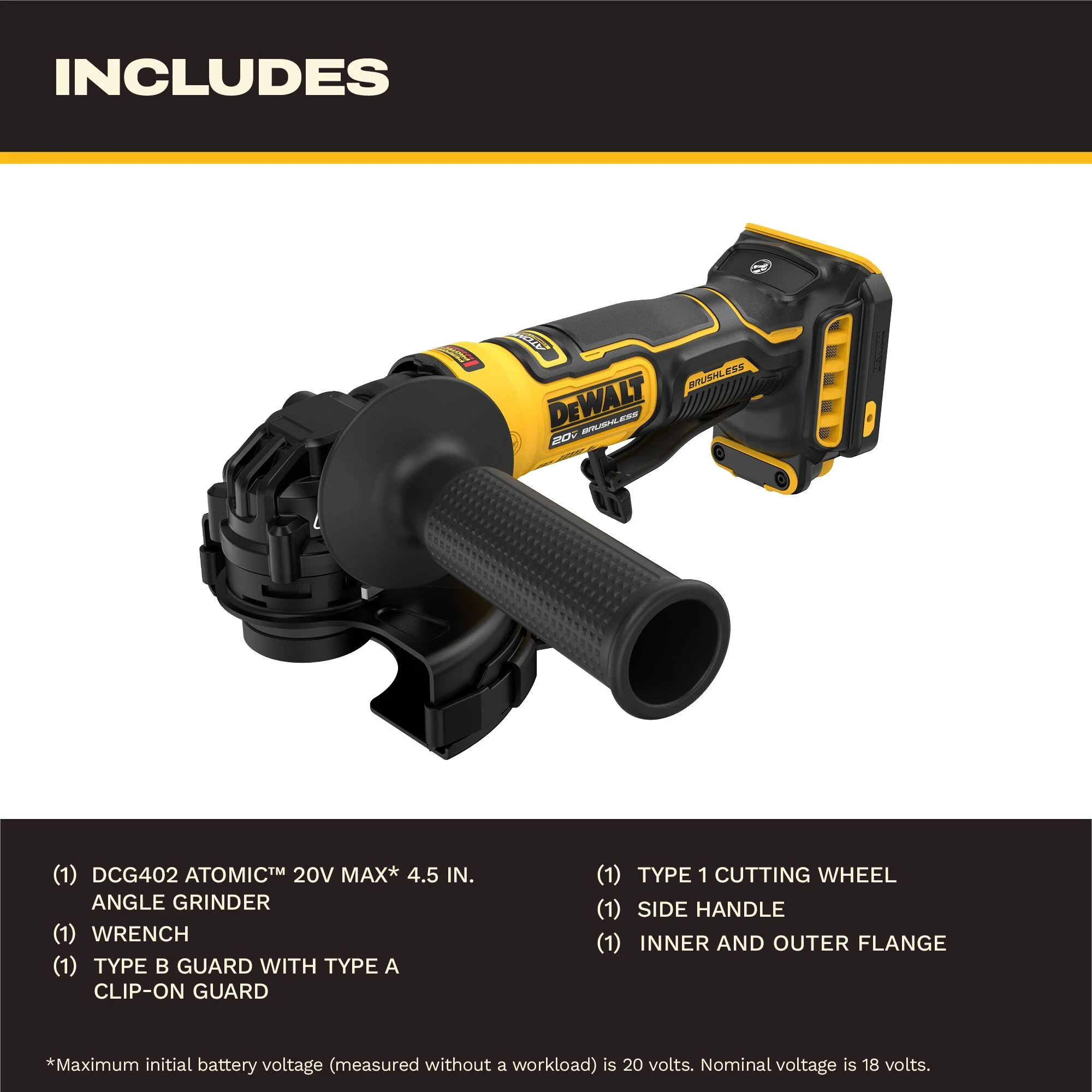 DEWALT DCG400B, 20V MAX* Cordless 4 in. Angle Grinder (Tool Only) - Image 4