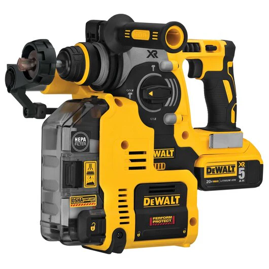 DEWALT DCH273P2DHO, 20V MAX XR 3 Mode SDS Rotary Hammer (5.0Ah) w/ 2 Batteries, Dust Extractor and Kit Box - Image 4