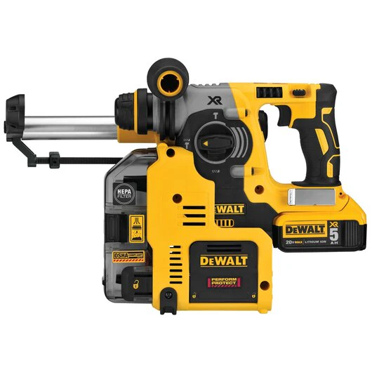 DEWALT DCH273P2DHO, 20V MAX XR 3 Mode SDS Rotary Hammer (5.0Ah) w/ 2 Batteries, Dust Extractor and Kit Box - Image 6