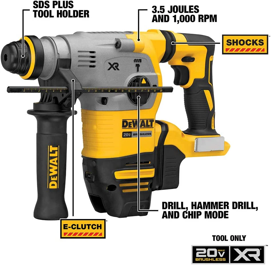 DEWALT DCH293B, 20V MAX XR Brushless 1-1/8'' L-Shape SDS Plus Rotary Hammer (Tool Only) - Image 4