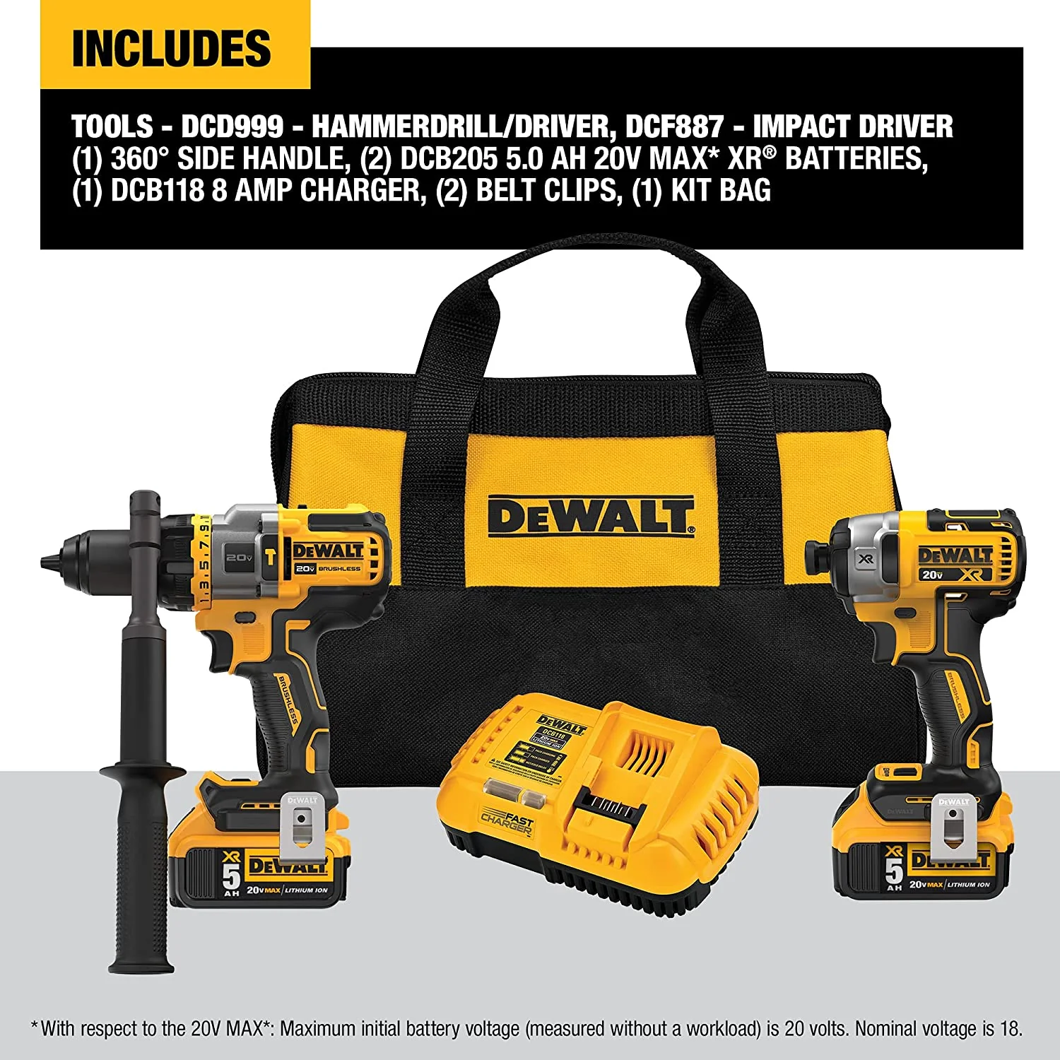 DEWALT DCK2100P2, 20V MAX FLEXVOLT ADVANTAGE 2-Tool Combo Kit (Hammerdrill/Impact, 5.0AH) - Image 7