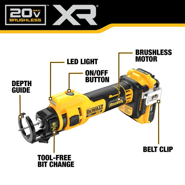 DEWALT DCK265D2, 20V MAX XR Brushless 2-Tool Drywall Screwgun & Cut-Out Tool 2x 2.0Ah Combo Kit - Image 4