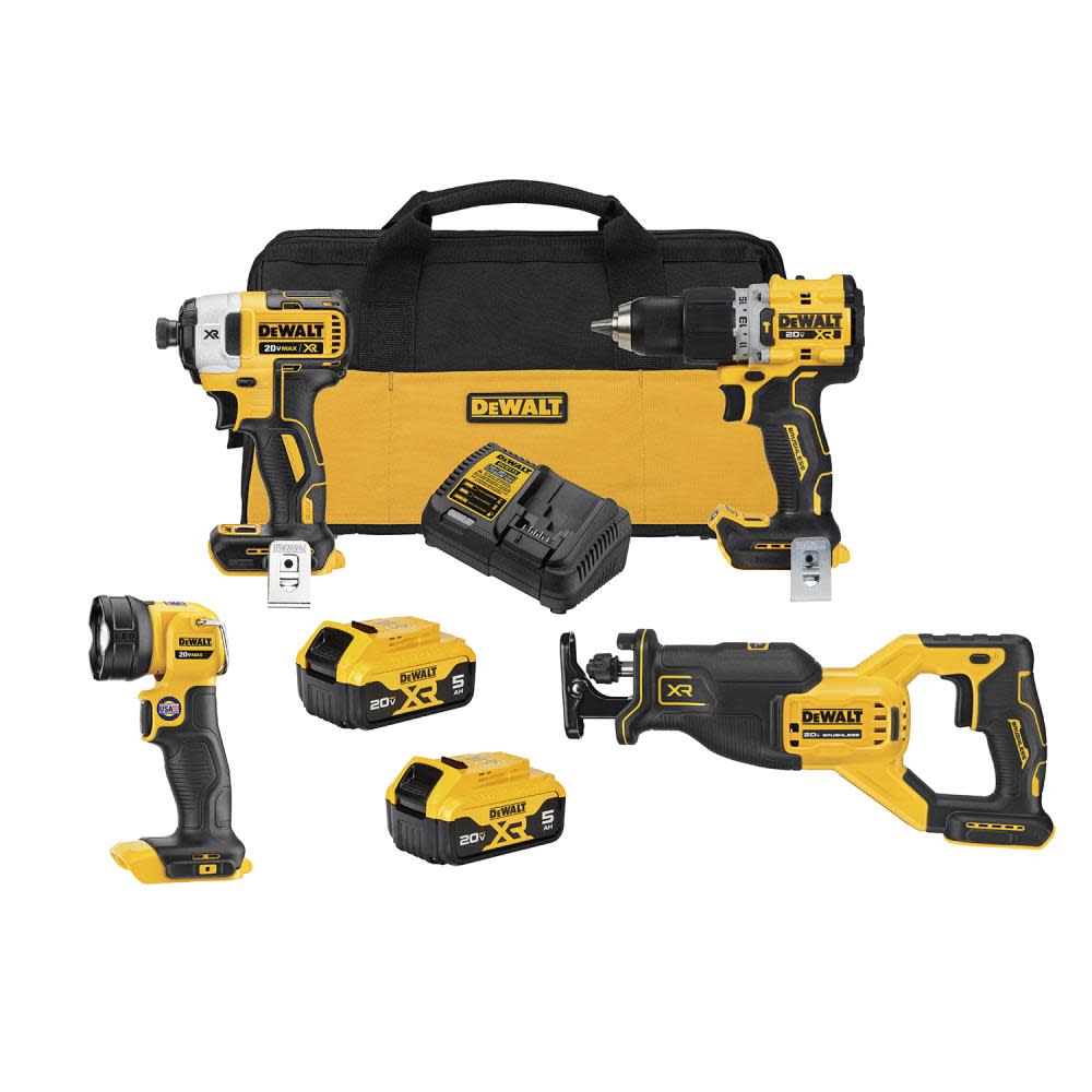 DEWALT DCK449P2, 20V Max XR 4 Tool Combo Kit (5.0AH)