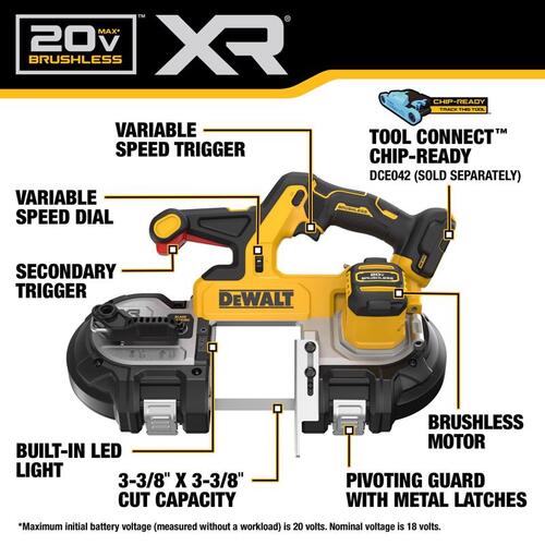 DEWALT DCS379B, Dual Trigger Mid-Size Bandsaw (Tool Only) - Image 2