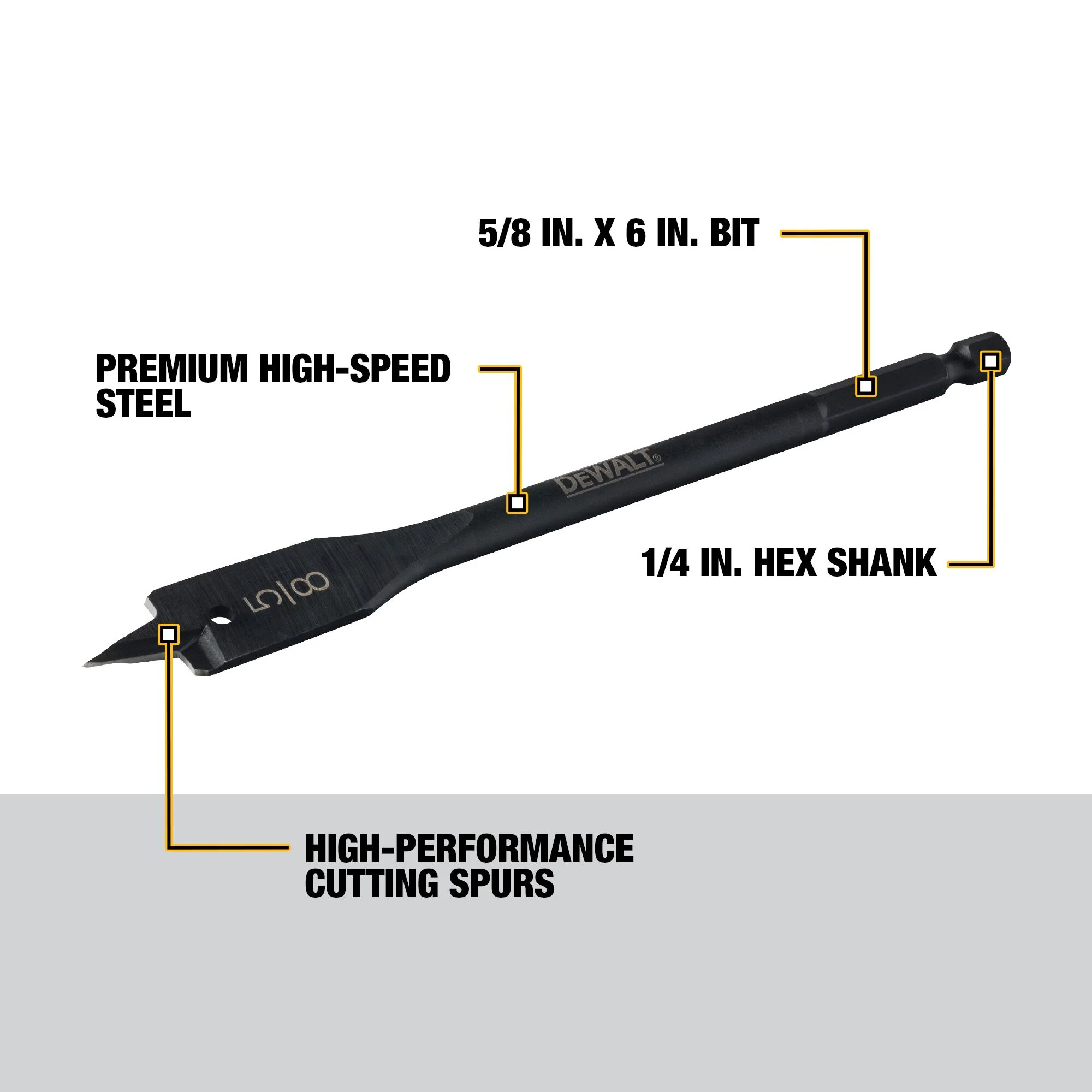DEWALT DW1576, 5/8'' x 6'' Heavy Duty Spade Bit - Image 3