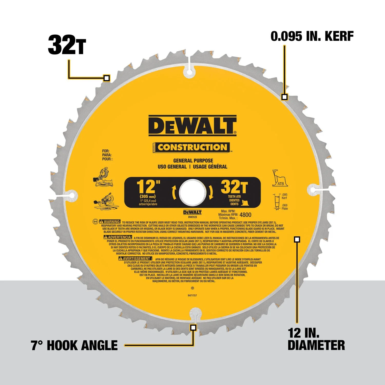 DEWALT DW3128P5, Construction 12'' Combo Pack (DW3128 & DW3123) - Image 4