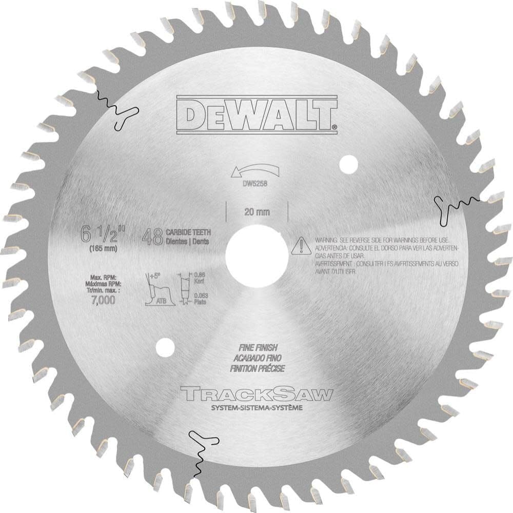 DEWALT DW5258, Track saw Blade, Ultra Fine Finishing, 48-Tooth, 6-1/2-Inch - Image 7