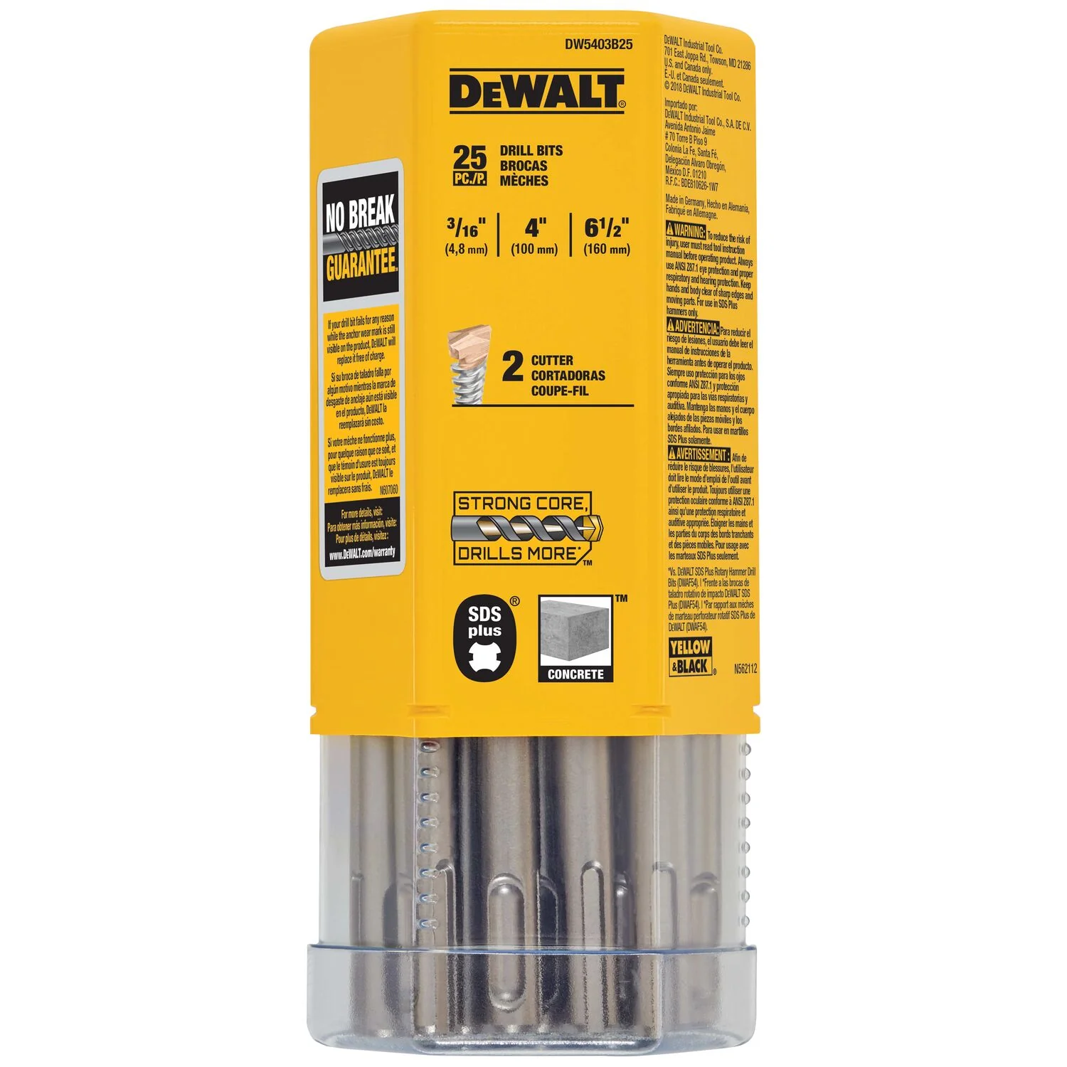 DEWALT DW5405, 3/16'' x 8'' x 10'' SDS Plus 2 Cutter Drill Bits (each) - Image 3