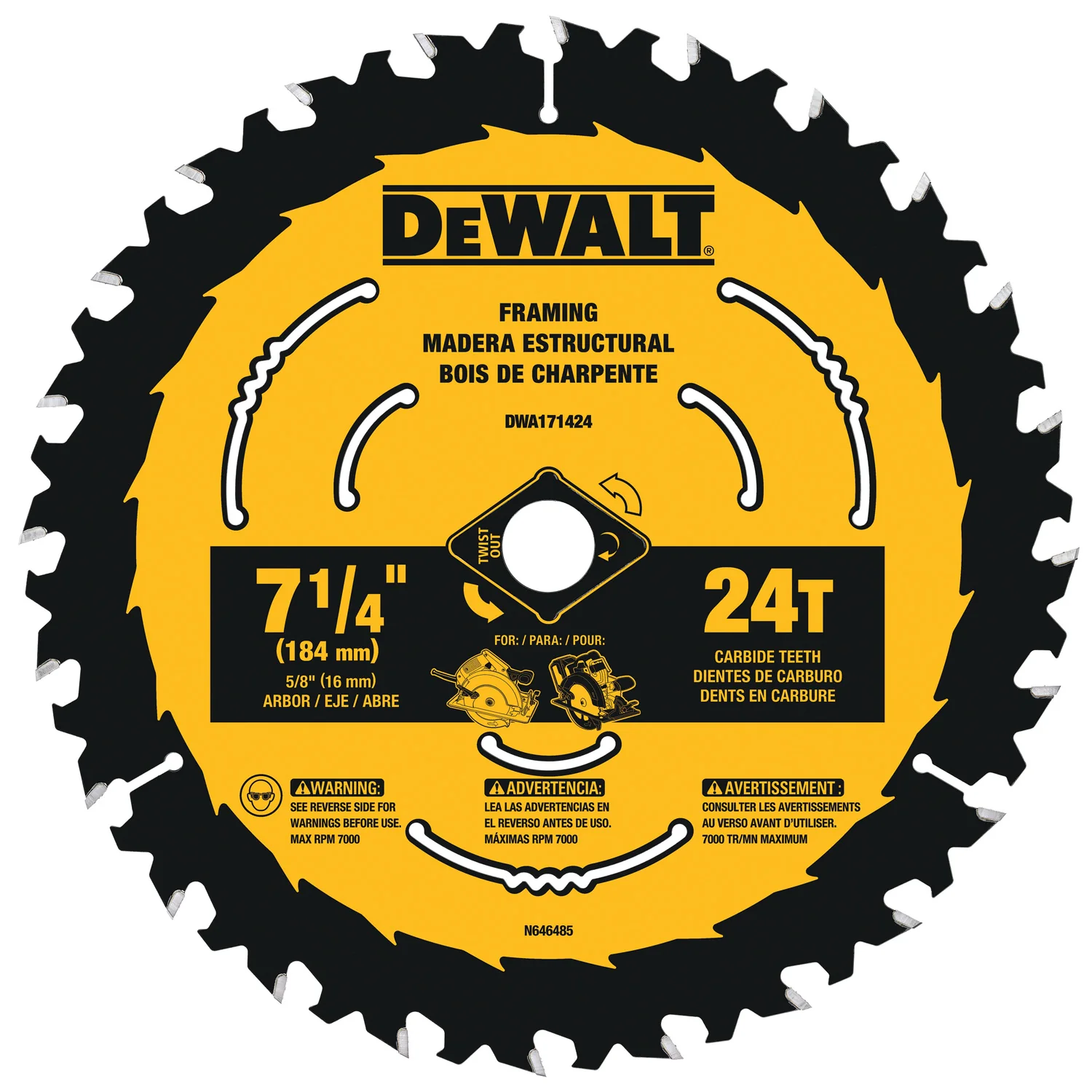 DEWALT DWA171424B10, 7-1/4'' 24 Teeth Circular Saw Blade(Each) - Image 3