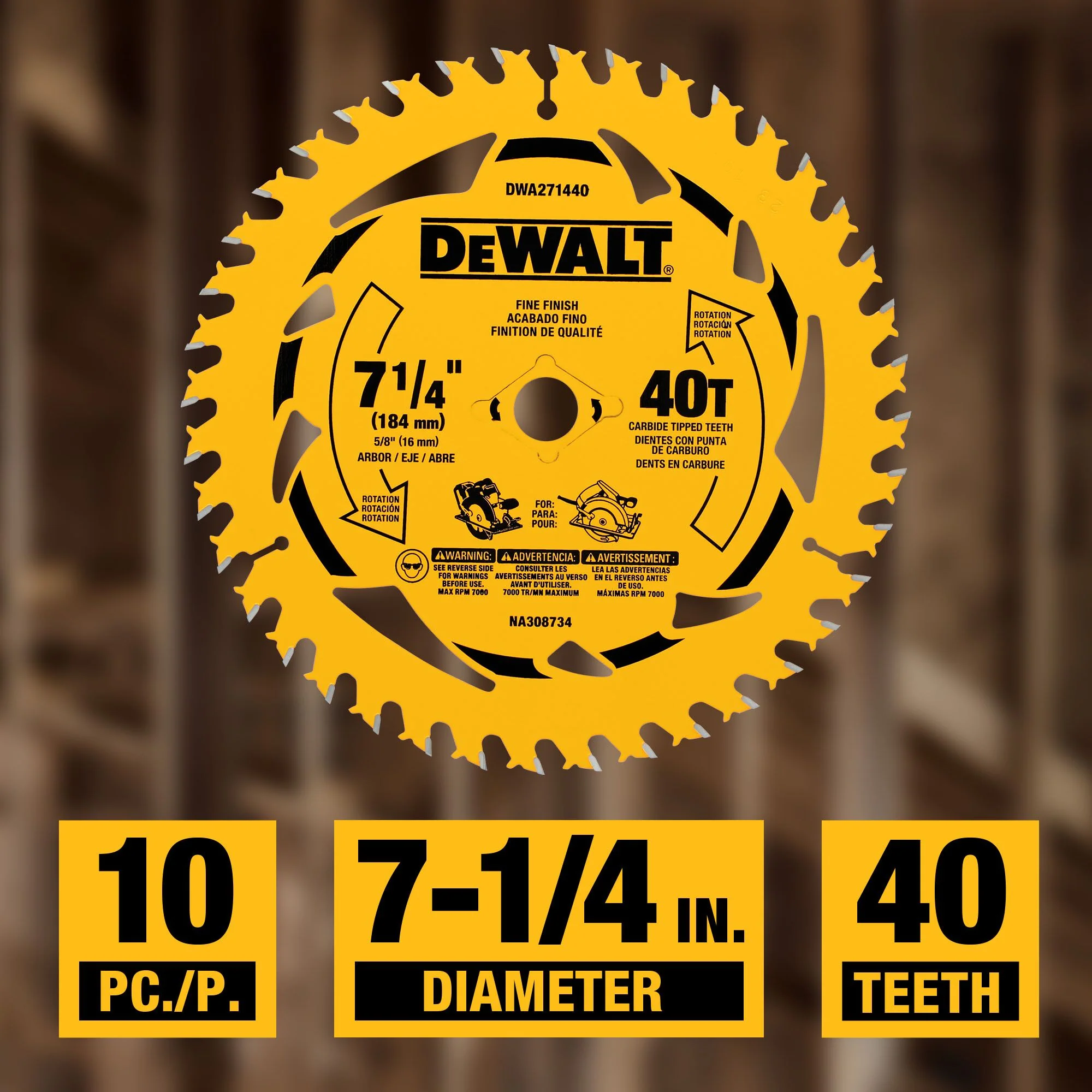 DEWALT DWA271440B10, 7-1/4 in. 40T Circular Saw Blade - Image 3