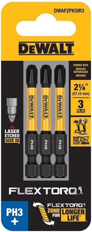 DEWALT DWAF2PH3IR3,  2.25IN PHILLIPS #3 FLEXTORQ 3PK - Image 4