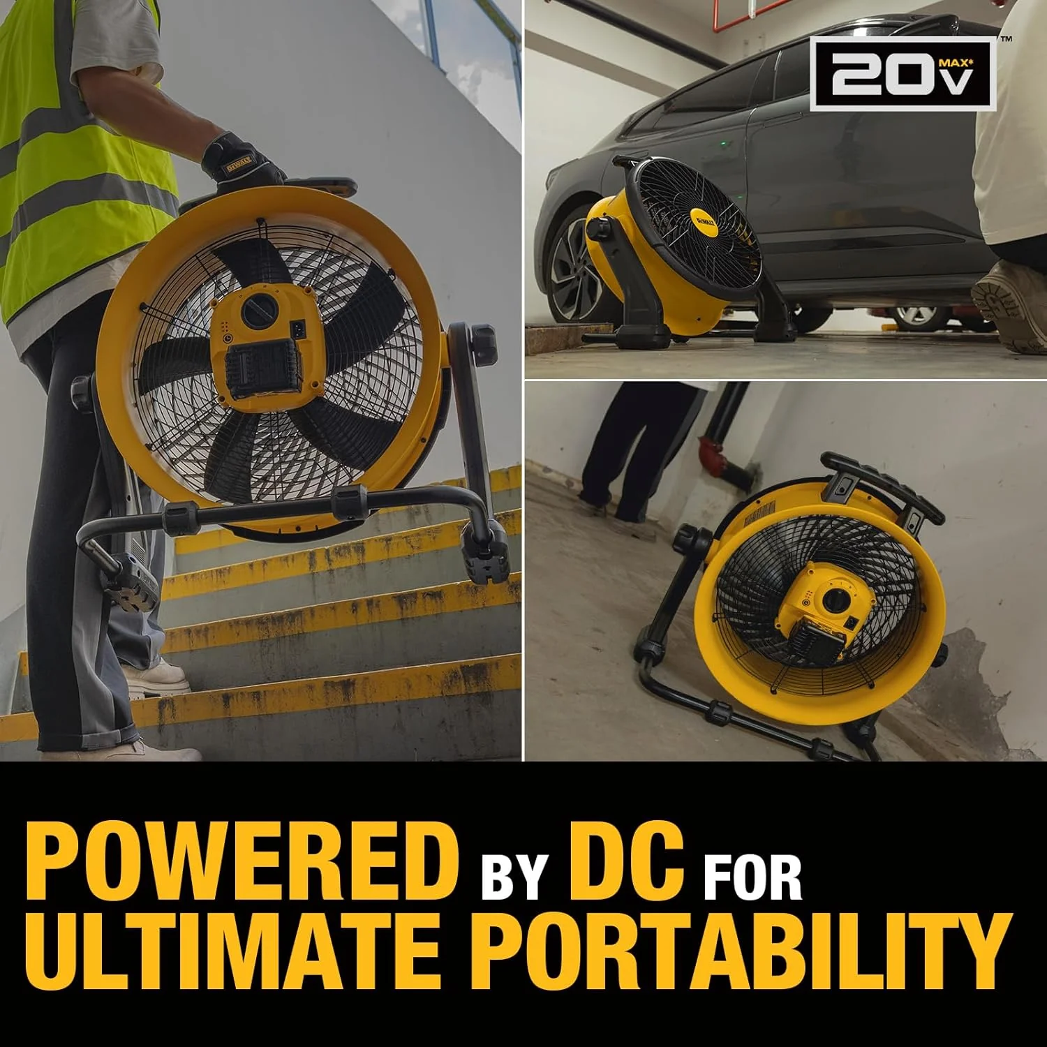 DEWALT DXF1850B, Industrial High-Velocity 18" Floor Fan AC/DC 20V Dual Power Supply (Tool Only) - Image 8