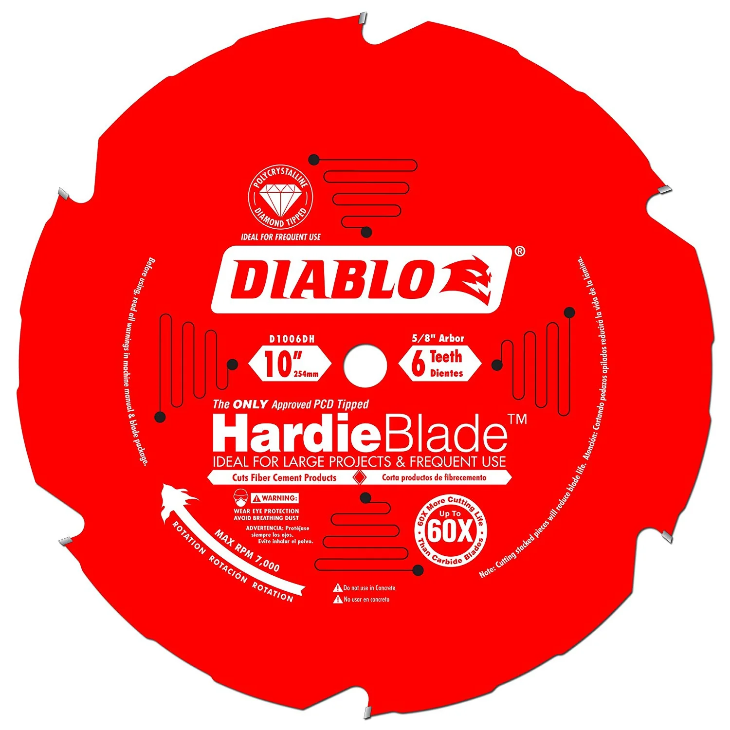 Diablo D1006DH, 10" x 6-Teeth HardieBlade™ Saw Blade for Fiber Cement