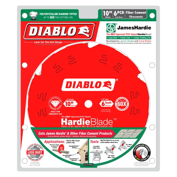 Diablo D1006DH, 10" x 6-Teeth HardieBlade™ Saw Blade for Fiber Cement - Image 2