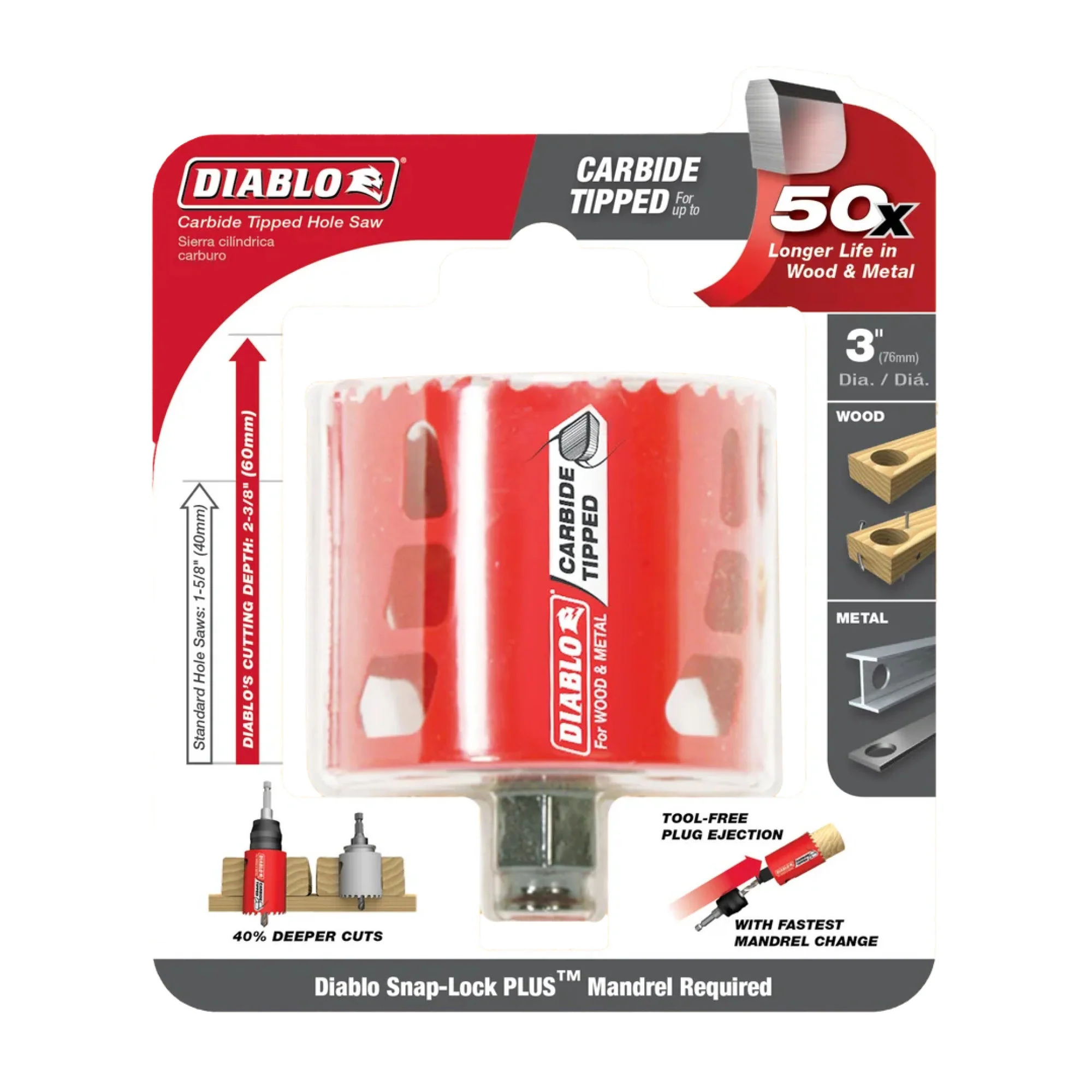 Diablo DHS3000CT, 3" Carbide Hole Saw - Image 2