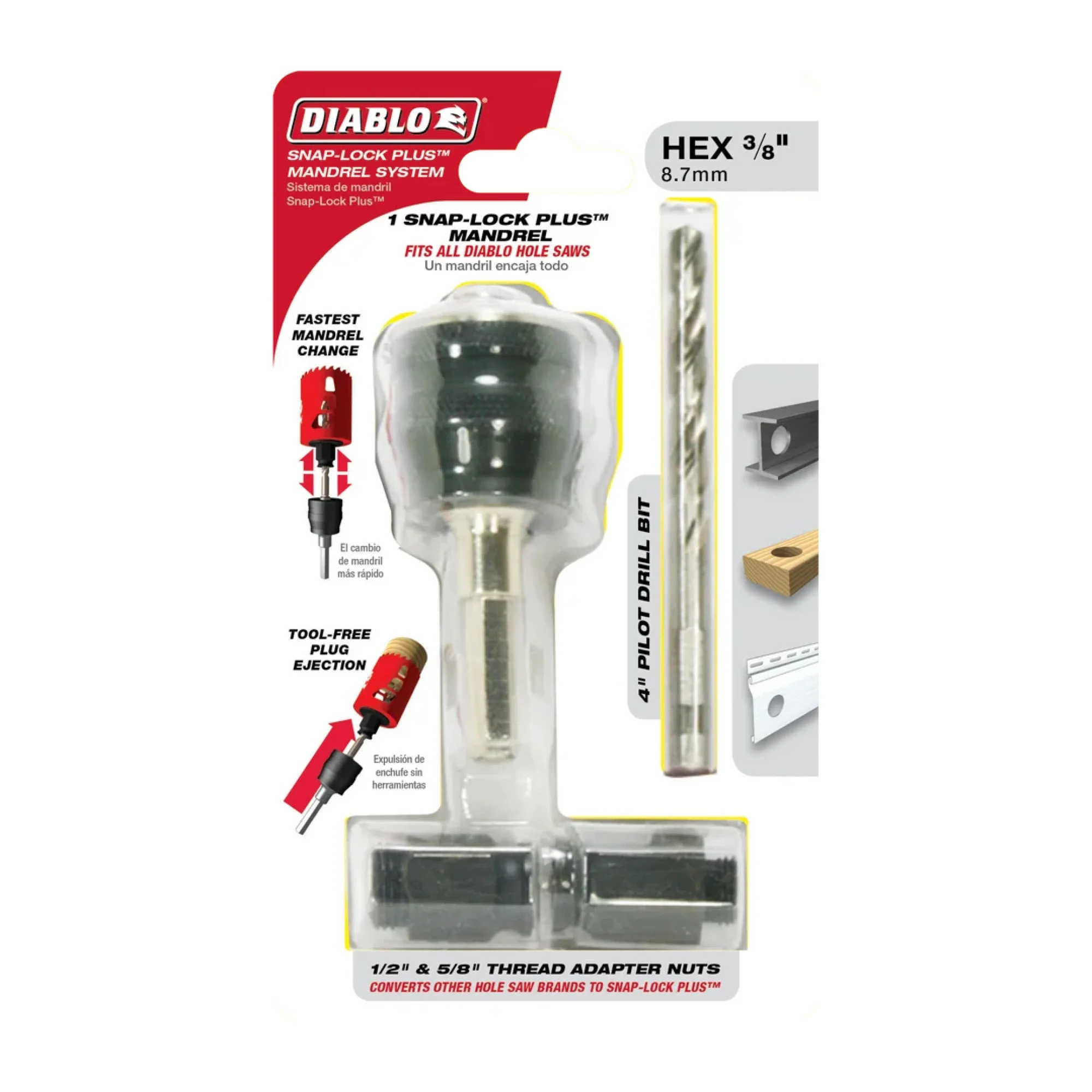 Diablo DHS4BITII, 4" HSS Bit for Hole Saw Mandrel - Image 2