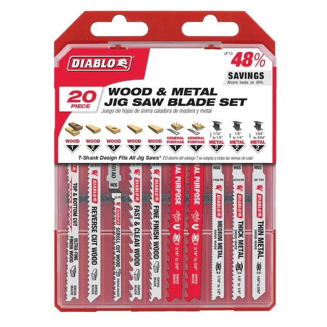 Diablo DJT20S, 20 pc T-Shank Jig Saw Blade Set for Wood & Metal - Image 2