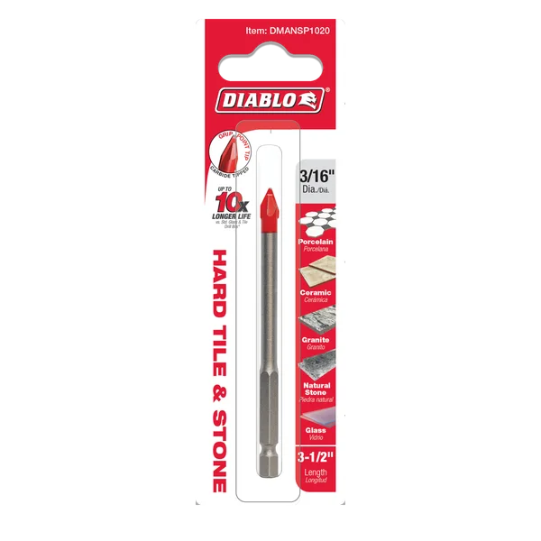 Diablo DMANSP1020, Diablo 3/16 in. Hard Tile & Stone Carbide Tipped Drill Bit - Image 2