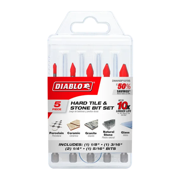Diablo DMANSP1070-S51, Diablo Hard Tile & Stone Carbide Tipped Drill Bit Set (5 pc.) - Image 2