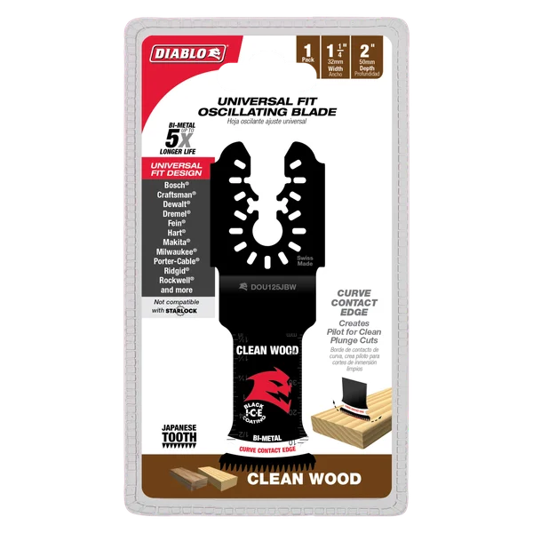 Diablo DOU125JBW, 1-1/4" Demo Demon™ Universal Fit Bi-Metal Oscillating Blade for Clean Wood - Image 2