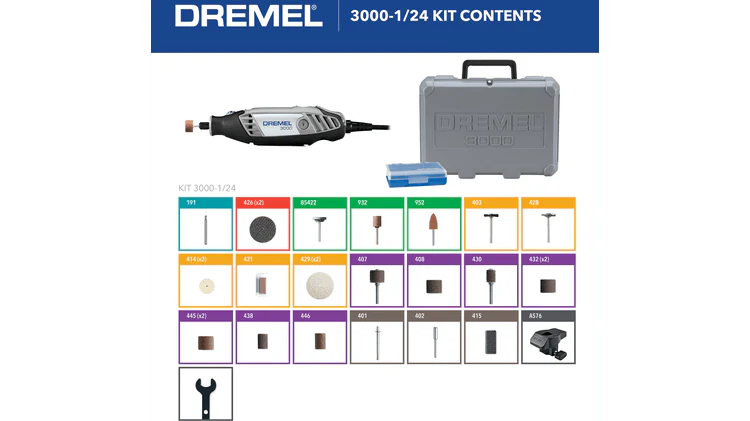 DREMEL 3000-1/24, 3000 Rotary Tool (1 Attachment, 24 Accessories) - Image 3