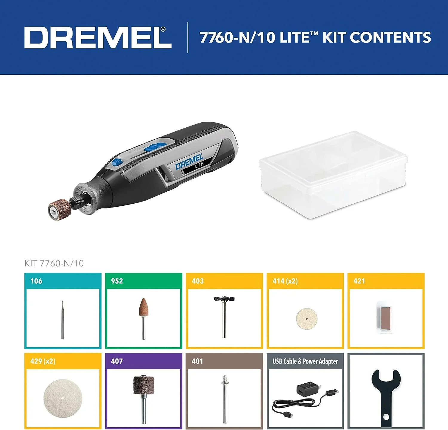 DREMEL 7760-N/10, 4V Li-Ion Cordless Rotary Tool Variable Speed Multi-Purpose Rotary Tool Kit - Image 3