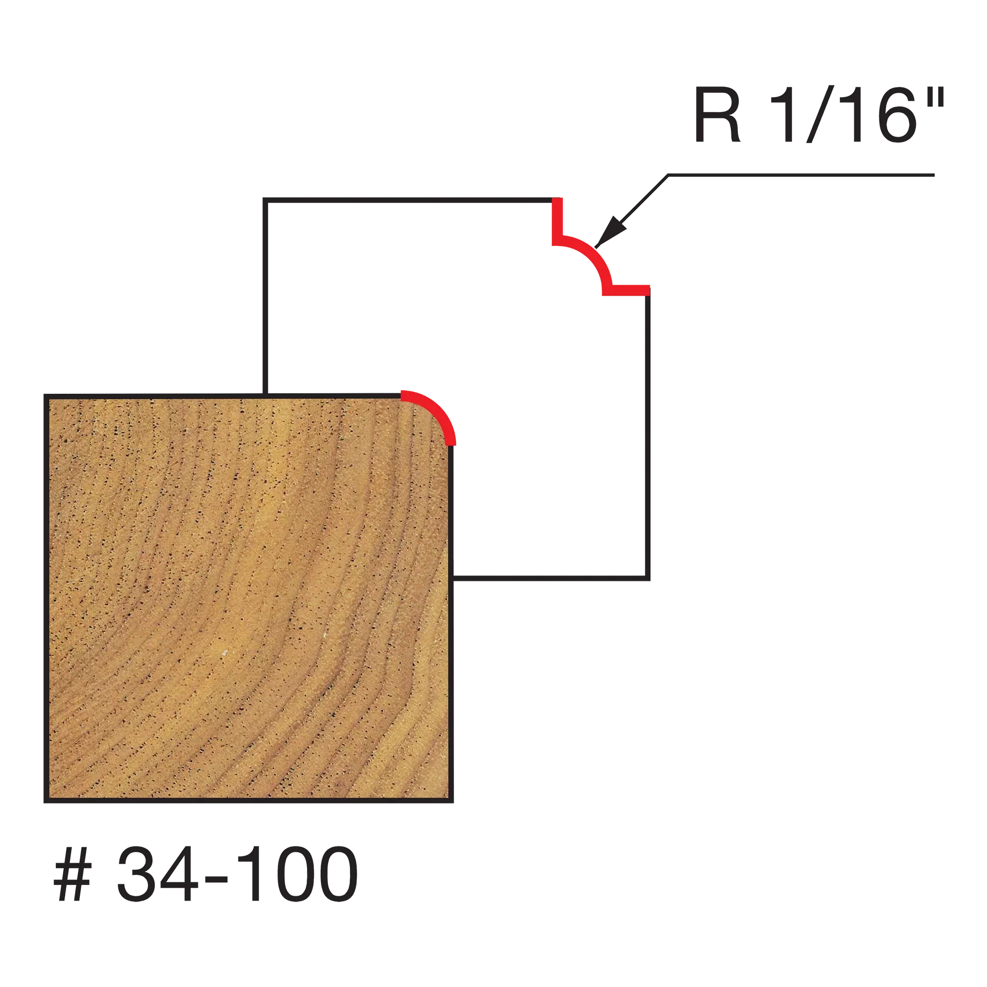 Freud 34-100, 1/16" Rounding Over Bit (1/4" Shank) - Image 2
