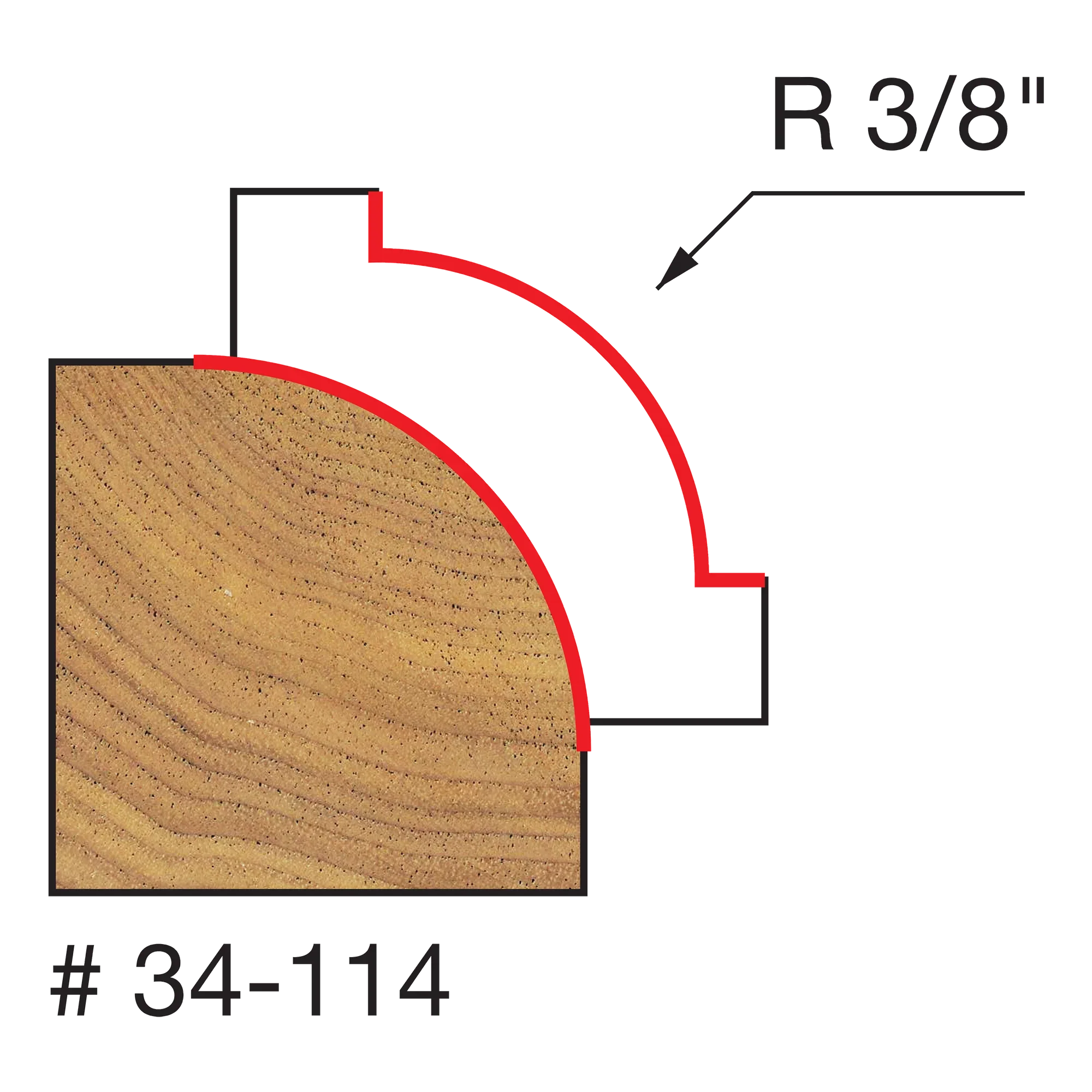 Freud 34-114, Carbide Router Bit - 1-1/4" x 2-3/16" Rounding Over Bit (3/8" Radius) - Image 2