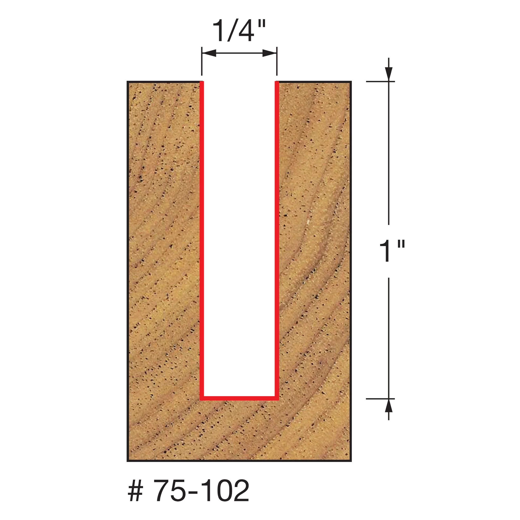 Freud 75-102, Carbide Router Bit - 1/4" x 2-1/2" Up Spiral / Double Flute Router Bit (1/4" Shank) - Image 2