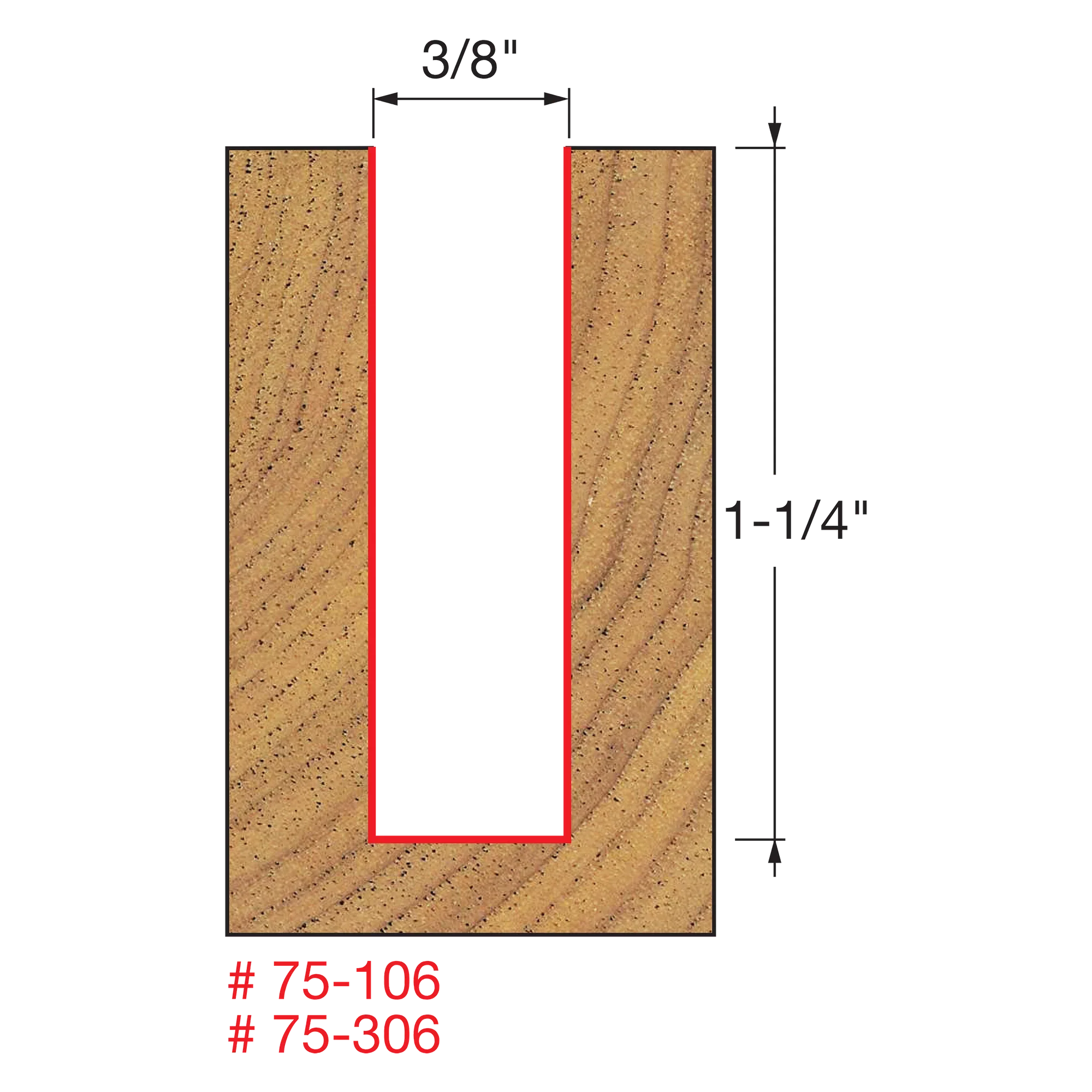 Freud 75-106, Carbide Router Bit - 3/8" x 3" Up Spiral / Double Flute Router Bit (1/2" Shank) - Image 2