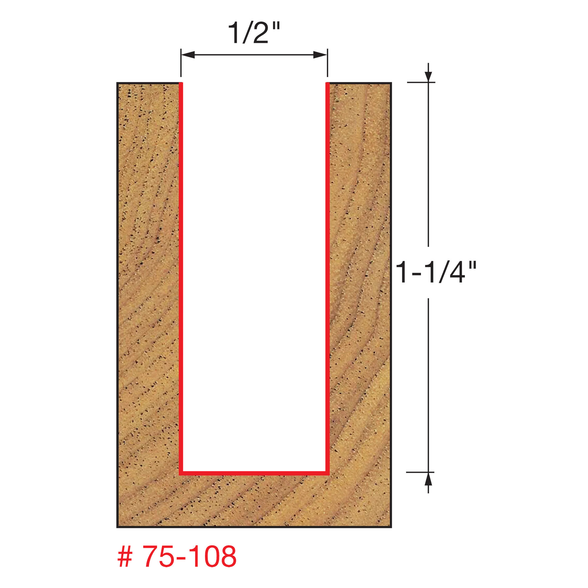 Freud 75-108, Carbide Router Bit - 1/2" x 3" Up Spiral / Double Flute Router Bit (1/2" Shank) - Image 2