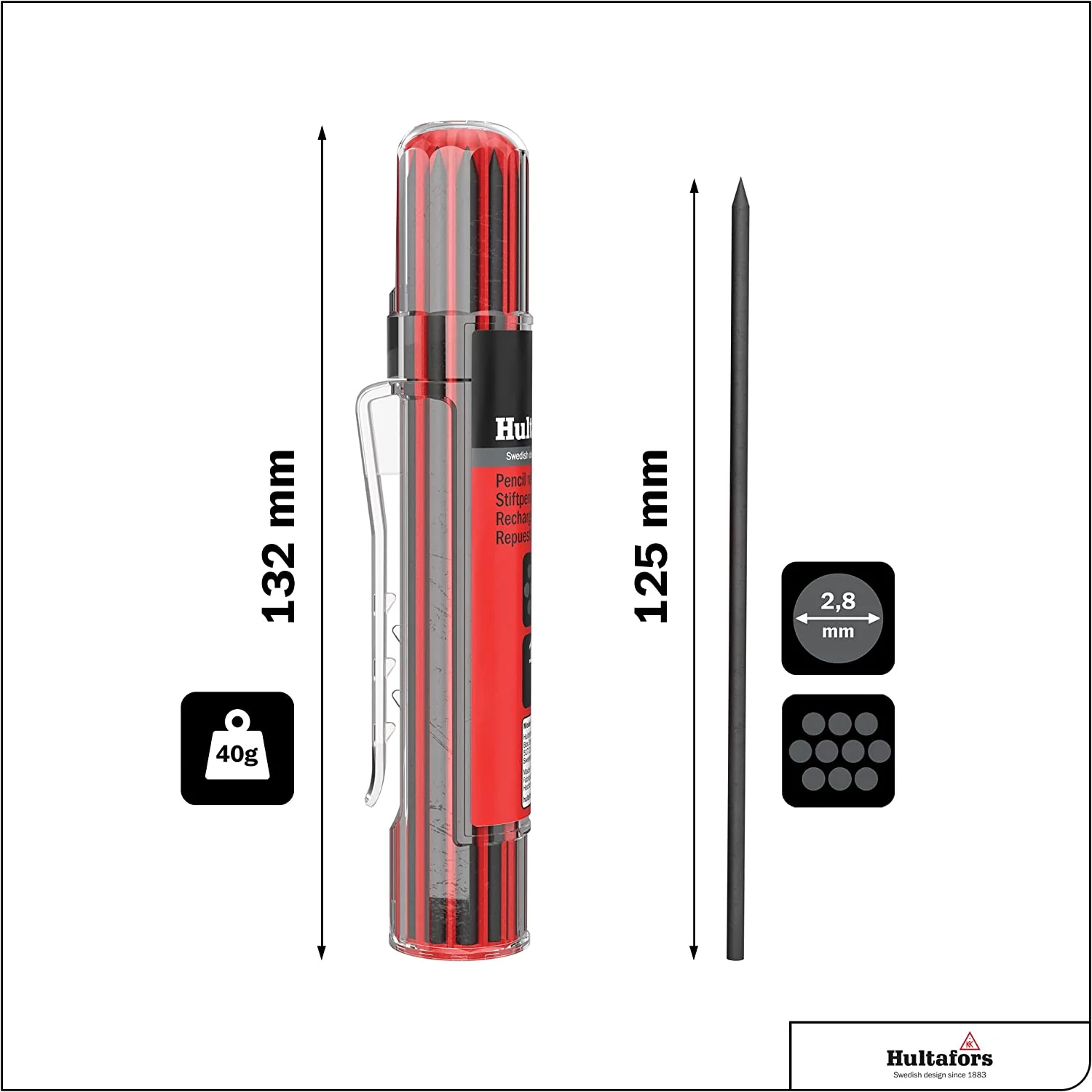 Hultafors 650110, Dry Marker Refills HRD G - Graphite - Image 3