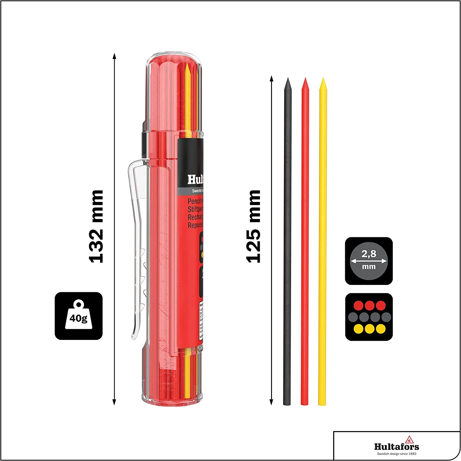 Hultafors 650120, Dry Marker Refills HRD GRY - Graphite/Red/Yellow - Image 2