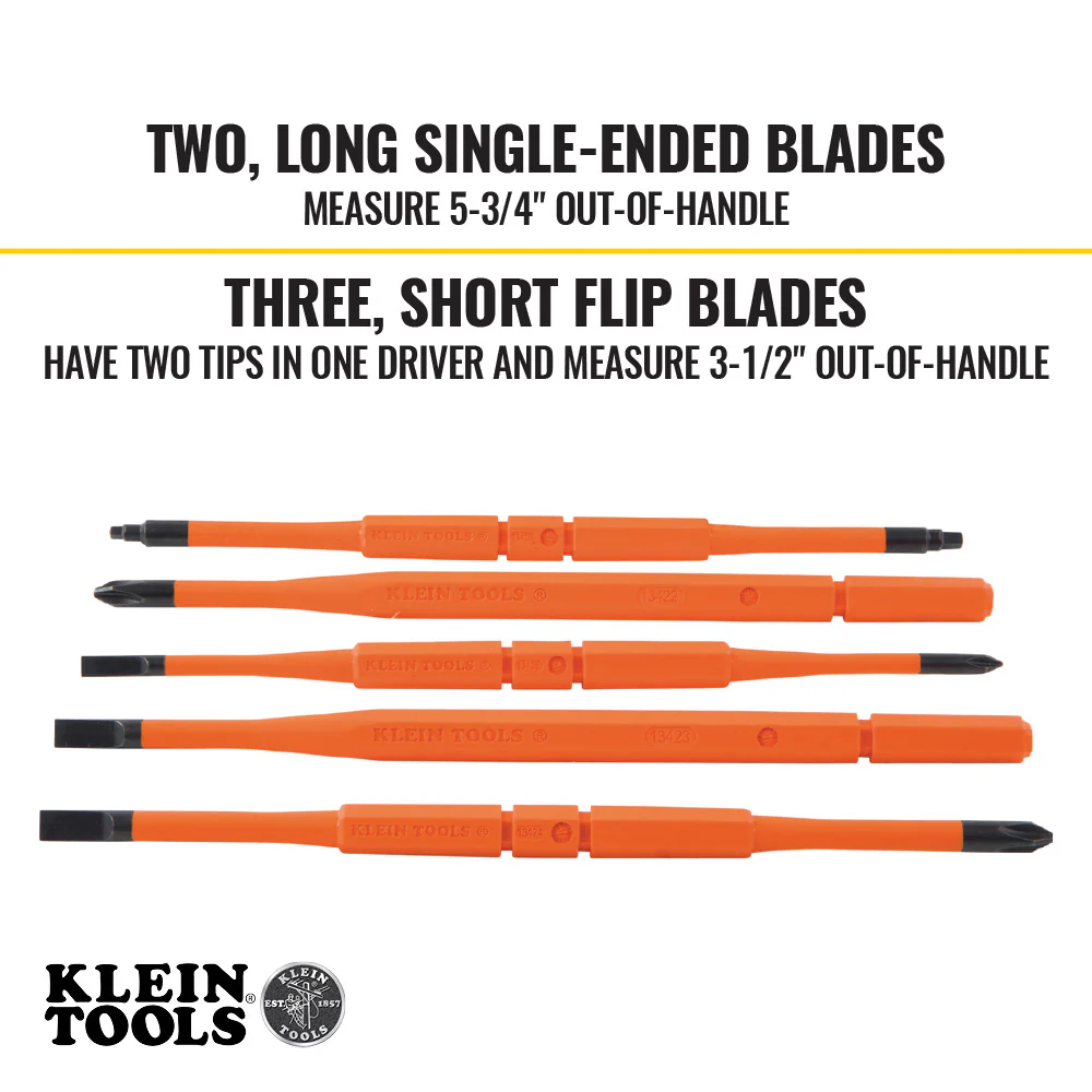 Klein Tools 32288, 8-in-1 Insulated Interchangeable Screwdriver Set - Image 3