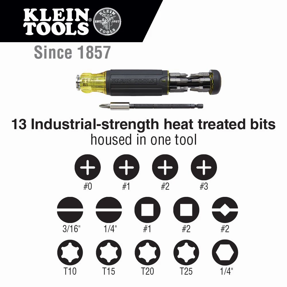 Klein Tools 32303, 14-in-1 Multi-Bit Adjustable Length Screwdriver - Image 10