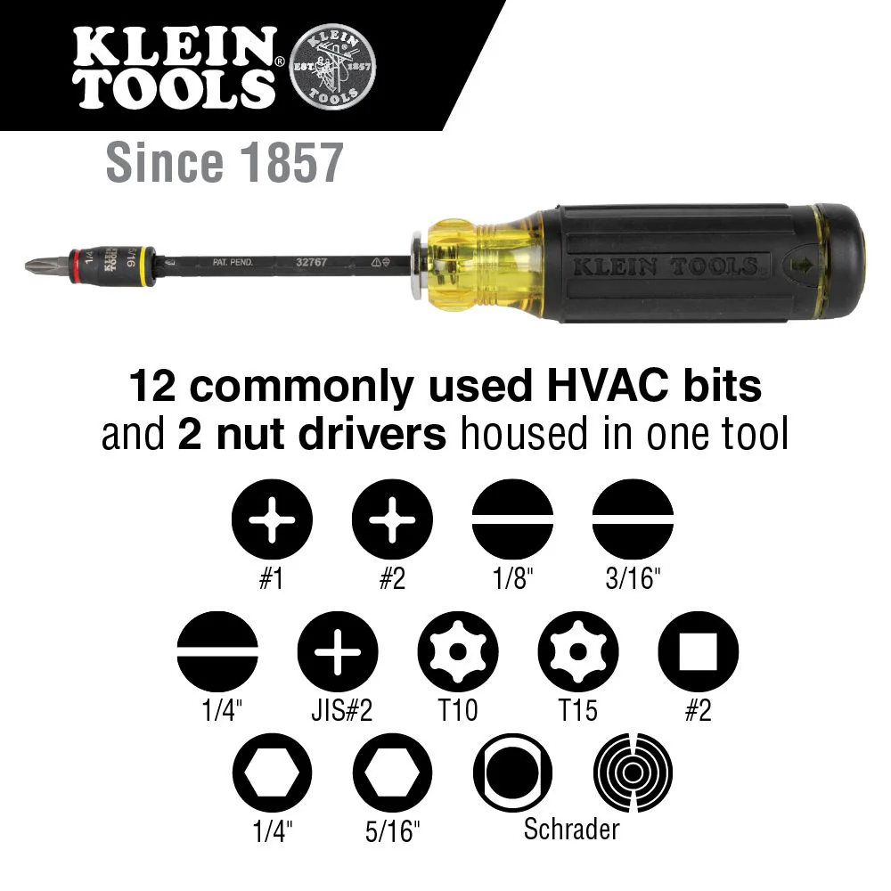 Klein Tools 32304, 14-in-1 HVAC Adjustable-Length Impact Screwdriver with Flip Socket - Image 9